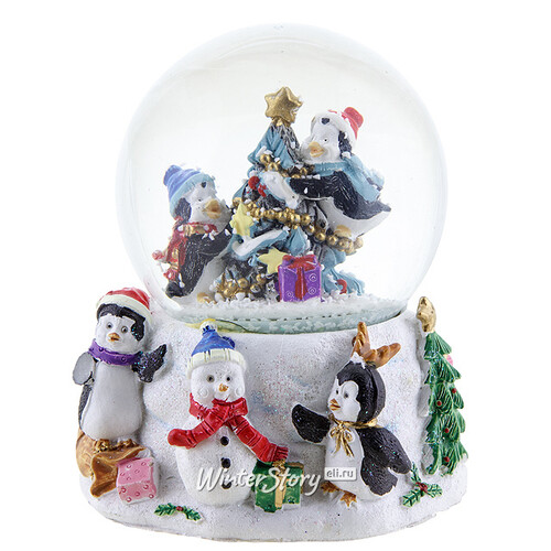 Снежный шар Новогодняя ель для пингвинов 6.5 см Forest Market