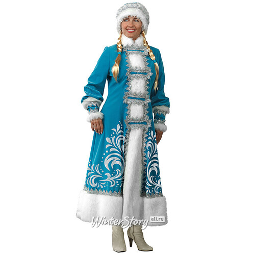 Карнавальный костюм для взрослых Снегурочка с аппликациями, 44-48 размер Батик