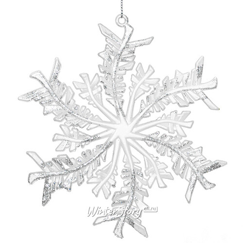 Елочная игрушка Снежинка - Снежный вихрь 14*13 см жемчужно-белый с серебром, подвеска Holiday Classics