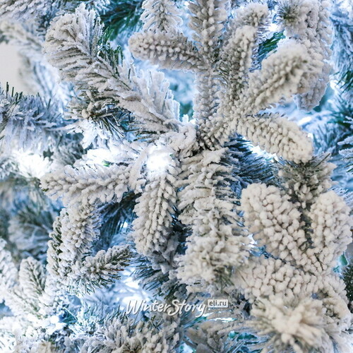 Искусственная елка с лампочками Барокко Премиум заснеженная 210 см, 1030 холодных белых LED, ЛИТАЯ + ПВХ GREEN TREES