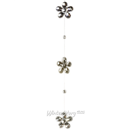 Елочное украшение-подвеска Бриллиантовый Цветок 40 см серебряная Forest Market