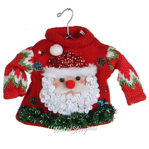 Елочная игрушка Рождественский свитер с Сантой, 15*13 см, подвеска Edelman