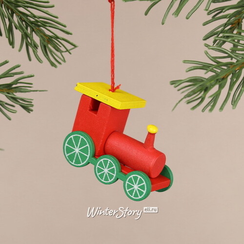 Деревянная елочная игрушка Паровозик Bavarian Express 6 см, подвеска Breitner