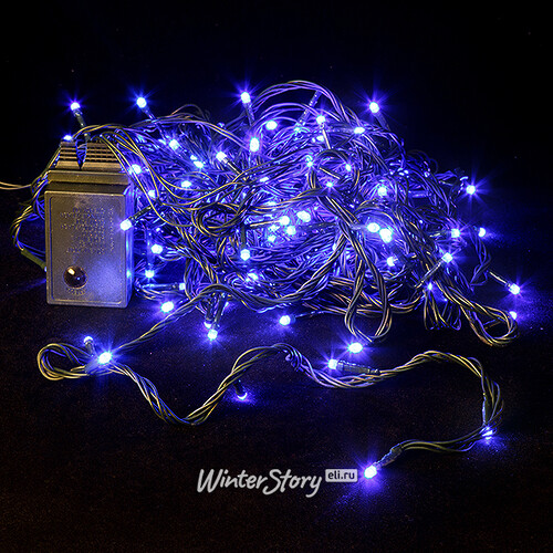 Светодиодная гирлянда 180 синих LED ламп 18 м, зеленый ПВХ, контроллер, IP44 Царь Елка