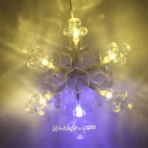 Светодиодная гирлянда бахрома Снежинки 2.5*0.9 м, 130 теплых белых LED ламп, мерцание, прозрачный ПВХ, IP20 Serpantin