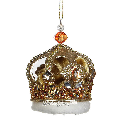 Елочная игрушка Корона для Императора 10 см золотая, подвеска Katherine’s Collection