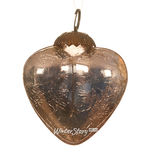 Винтажная елочная игрушка Сердце Фламанвиль 8 см, стекло, подвеска Kaemingk
