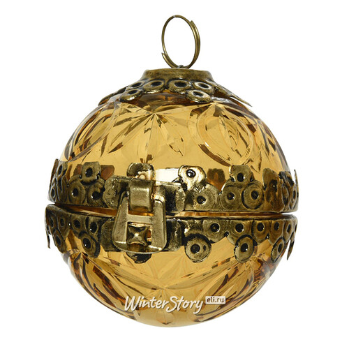 Винтажный елочный шар Шкатулка - Vivian Ambre 9 см, стекло Kaemingk