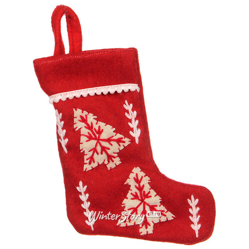 Носок рождественский красный "Елочки", 18*9 см Edelman