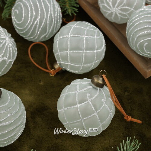 Набор стеклянных шаров Альстен 8 см, 12 шт ледяной аквамарин Winter Deco