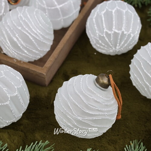 Набор стеклянных шаров Альстен 8 см, 12 шт морозный белый Winter Deco