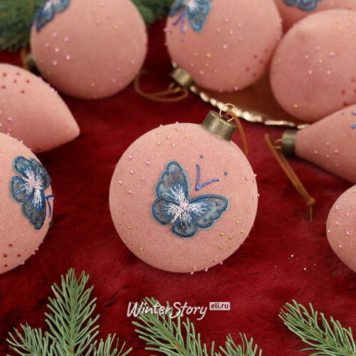 Набор стеклянных шаров Farfalle Velluto 10-15 см, 12 шт Winter Deco