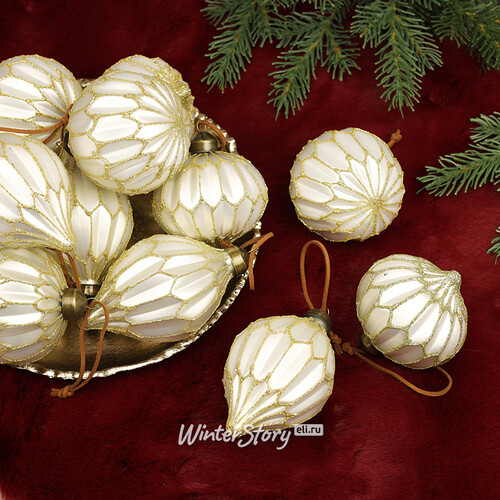Набор стеклянных шаров Chambery Blanc 8-11 см, 12 шт Winter Deco