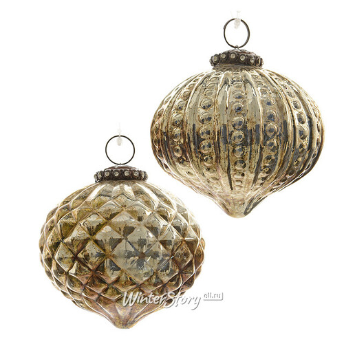 Винтажный шар Таинственность Востока 8 см золотой, стекло Kaemingk