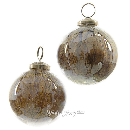 Винтажный шар Мраморный Лес 10 см, стекло Kaemingk
