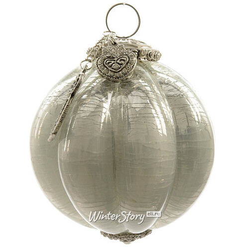 Винтажный шар Романтическая Тайна 10 см белый глянцевый, стекло Kaemingk