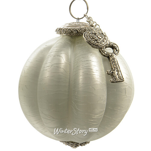 Винтажный шар Романтическая Тайна 10 см белый матовый, стекло Kaemingk