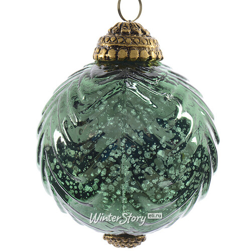 Винтажный шар Индийские Напевы 10 см зеленый, стекло Kaemingk