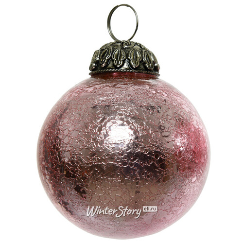 Винтажный елочный шар Торелли 7.5 см розовый, стекло Kaemingk