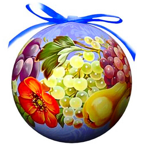 Пластиковый елочный шар Русские Народные Промыслы Цветущий Сад 10 см Незабудка