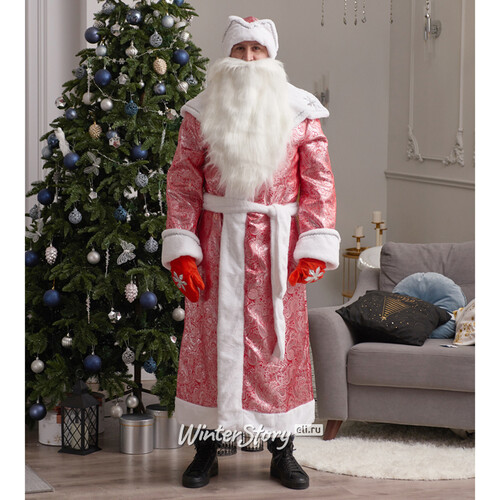 Взрослый карнавальный костюм Дед Мороз Царский, красный, 52-54 размер Бока С