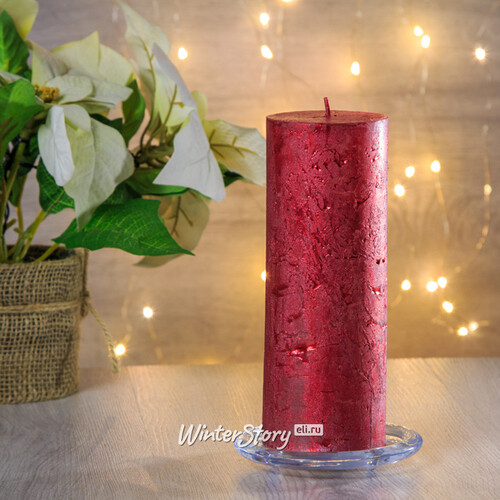 Декоративная свеча Металлик Гранд 180*68 мм красная Kaemingk