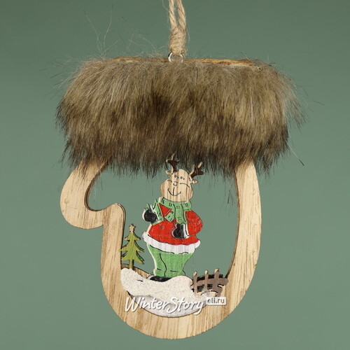 Деревянная елочная игрушка Волшебная Рукавичка - Олень 10 см, подвеска Breitner