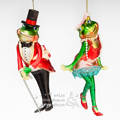 Елочная игрушка "Лягушка-модница", 8*16 см, стекло, подвеска Holiday Classics