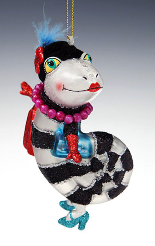 Елочная игрушка Змея "Леди в шляпке с бирюзовым пером", 15 см Holiday Classics