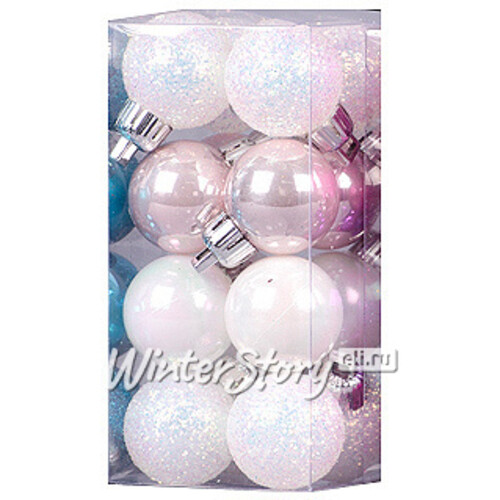 Набор пластиковых шаров 2.5 см перламутровых, 16 шт, mix Holiday Classics