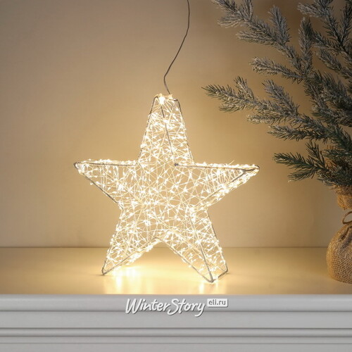 Cветодиодная звезда Торквато 30 см, 600 теплых белых микро LED ламп, IP44 Winter Deco
