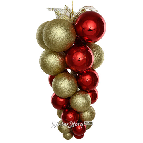 Гроздь из пластиковых шаров Almansora - Golden Rosso 50 см Winter Deco