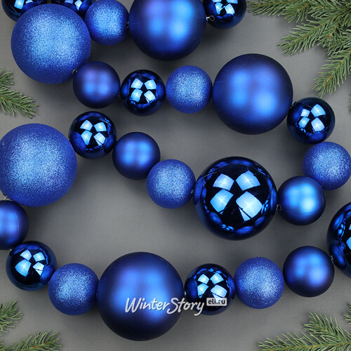 Бусы на елку Romanson 6-10 см, 220 см синие, пластиковые Winter Deco