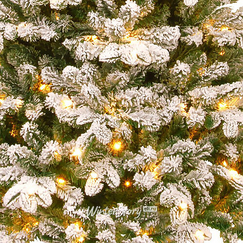 Искусственная елка с огоньками Эверест заснеженная 228 см, 450 теплых белых ламп, ЛИТАЯ + ПВХ National Tree Company