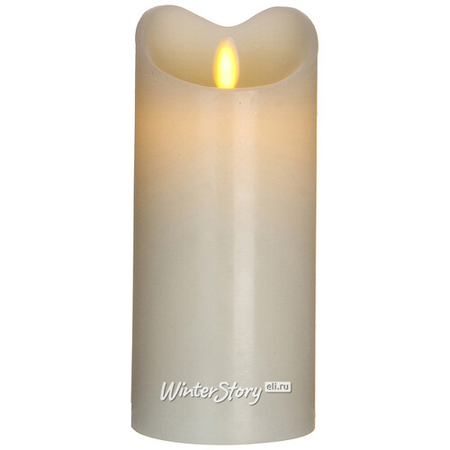 Светодиодная свеча восковая с живым пламенем, 17.5 см, бежевый, батарейка Edelman