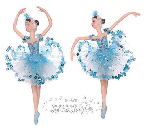 Елочная игрушка Балерина изящная в голубом в танце 18*12 см, подвеска Billiet
