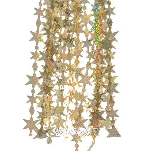 Дождик фигурный голографический Звездочки 50*40 см золотой Kaemingk