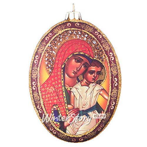 Елочное украшение Овальный Медальон Мадонна с Младенцем 11*9*3 см стекло, подвеска Holiday Classics