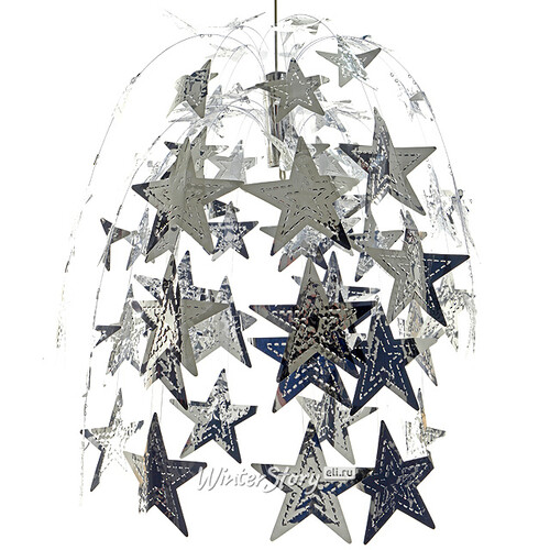 Потолочное украшение Фонтан Звезды 60 см, фольга, серебряный Kaemingk