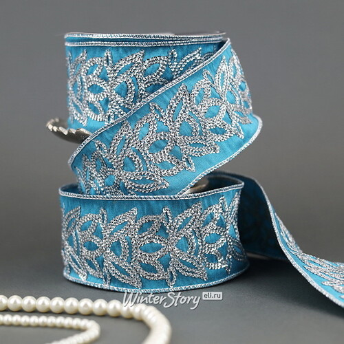 Декоративная лента Blue Blush: Цветок лотоса 1000*6 см Kaemingk