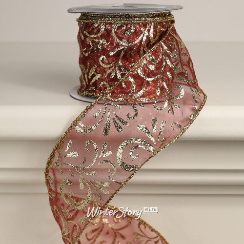Декоративная лента Flavia Romeo: Цветочный узор 270*6 см, органза Kaemingk