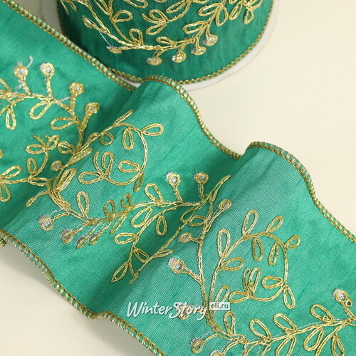 Декоративная лента Emerald Windsor: Бриллиантовая Омела 500*10 см Kaemingk