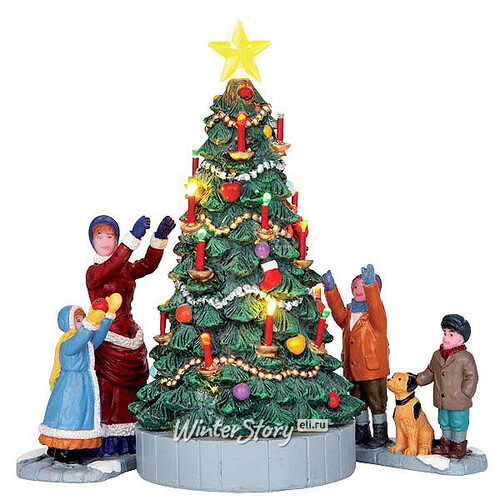 Композиция Наряжаем рождественскую елку, 13 см, подсветка, батарейки Lemax
