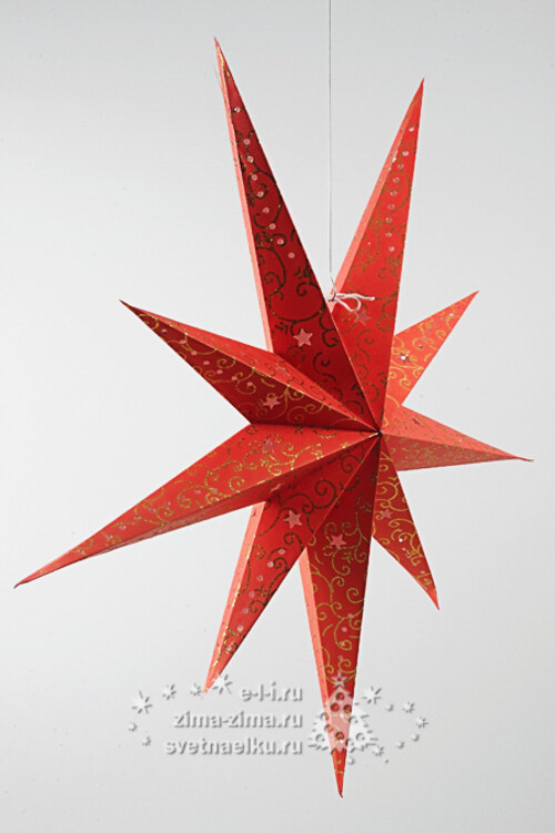 Объемная звезда из бумаги 90 см красная Kaemingk