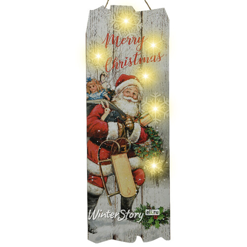Светящаяся картина на дереве Уютное Кантри - Merry Christmas 60*21 см на батарейках Kaemingk