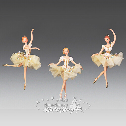 Елочное украшение Балерина Золушка в прыжке 15 см, подвеска Holiday Classics