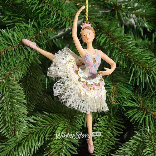 Елочное украшение Балерина Спящая Красавица в сиренево-розовом платье 19 см, подвеска Holiday Classics