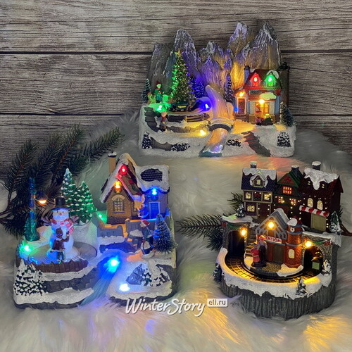 Светящаяся композиция Christmas Village: Добро пожаловать, мистер Снеговик 21*16 см, с движением и музыкой, на батарейках Kaemingk