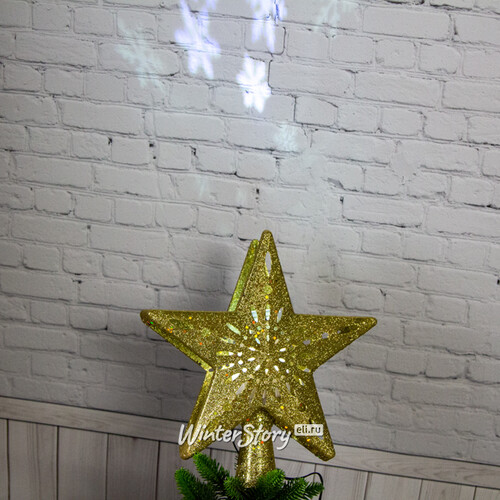 Светящаяся верхушка на елку Звезда Снежный танец 25 см золотая Kaemingk