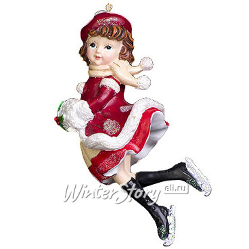 Елочное украшение Девочка в Красном Платье с Муфтой 10*6 см, подвеска Holiday Classics